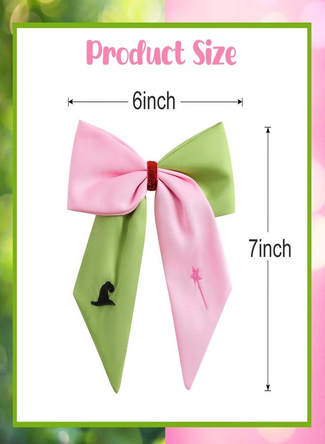 Furutonhe 6 Inch Pink Green Hair Bow Clip Women Princess Witch Hair Accessories - Image 2